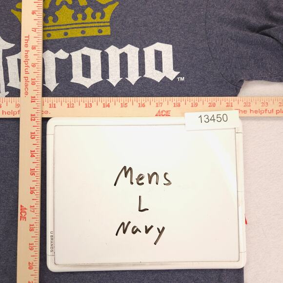 Corona Crew Neck Short Sleeve T Shirt Adult Mens Size Large L Navy Blue - Picture 7 of 9